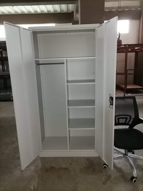 Lockable Metal Closet Cabinet for Bedroom, White Metal Locker Cabinet ...