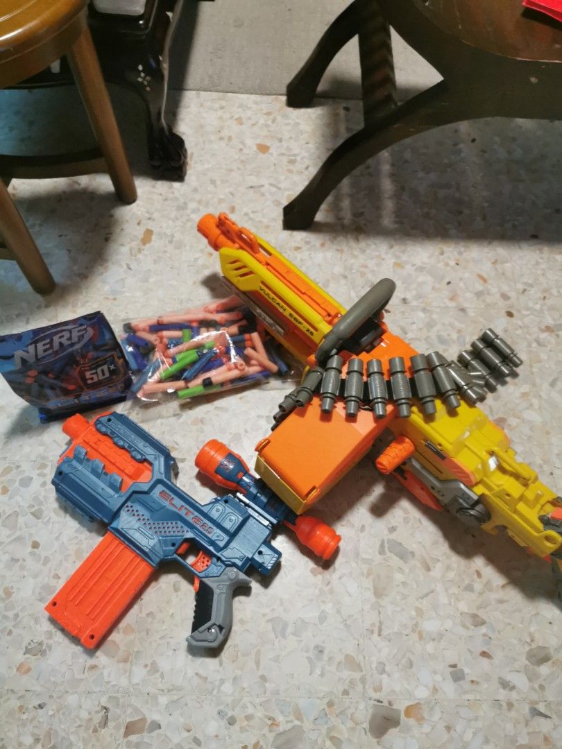Nerf bundle (Category: Action & Battle Toys) located in Singapore. Submitted by richardtang1968 (Listing ID 1342378488, Image 1). Description: Comes with vulcan EPF-25 And a nerf phoenix and also 50+ bullets Your gain my loss.
