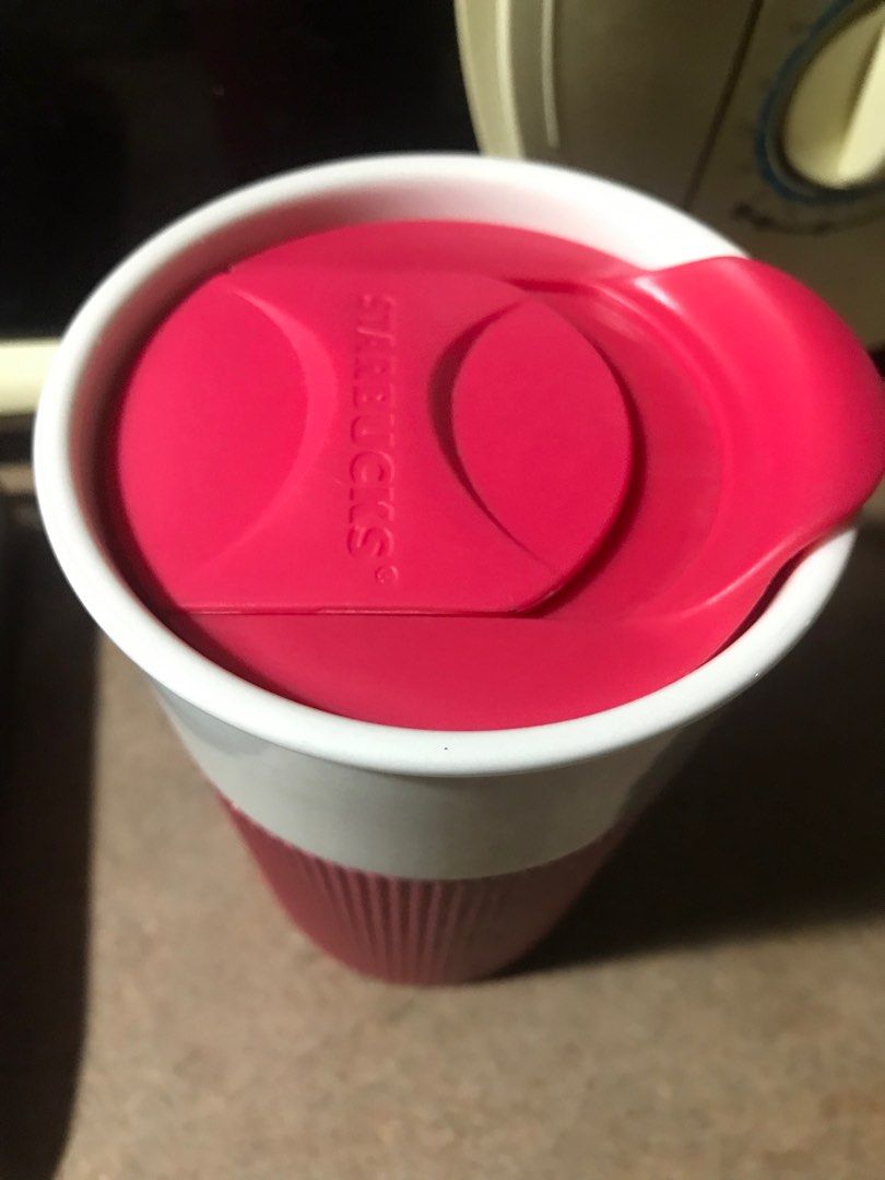 Discontinued Starbucks Cup (Category: Coffee & Tea Tableware) located in Pasig City. Submitted by bendl (Listing ID 1342399209, Image 2). Description: Starbucks Ceramic Cup w cap Discontinued Silicone sleeve (pink with glitters) .