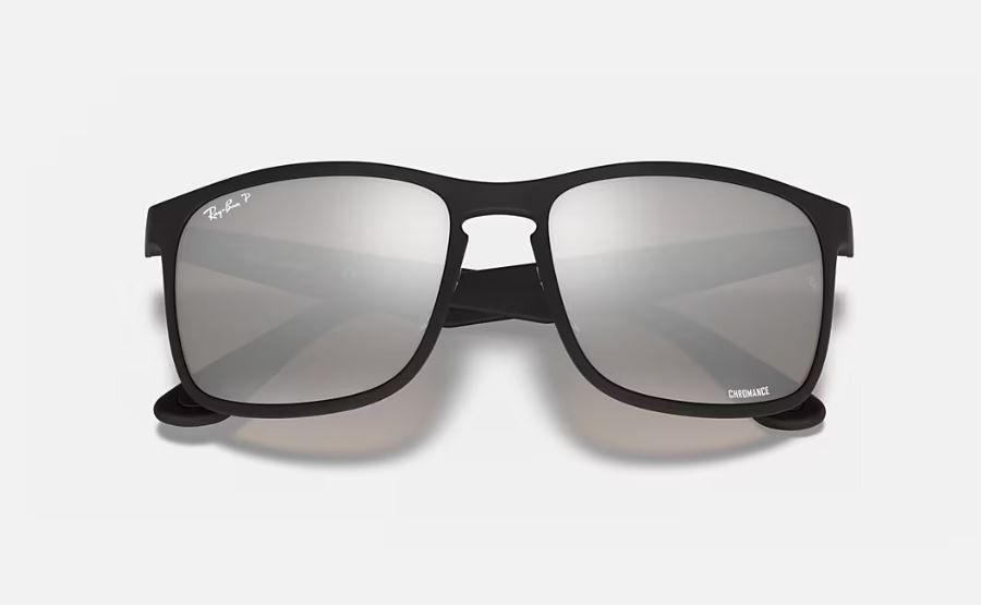 Ray Ban RB4264 CHROMANCE POLARIZED Matte Black Silver Chromance, Men's ...