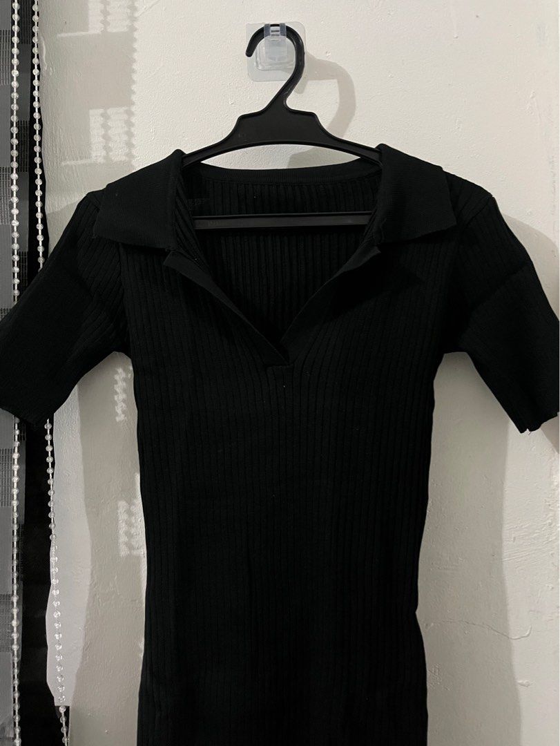 RIBBED BODYCON POLO DRESS (Category: Dresses) located in Quezon City. Submitted by clstlae (Listing ID 1342333591, Image 2). Description: Makapal. Super nice quality. Sinukat lang, never nagamit. Size S-L (stretchable).