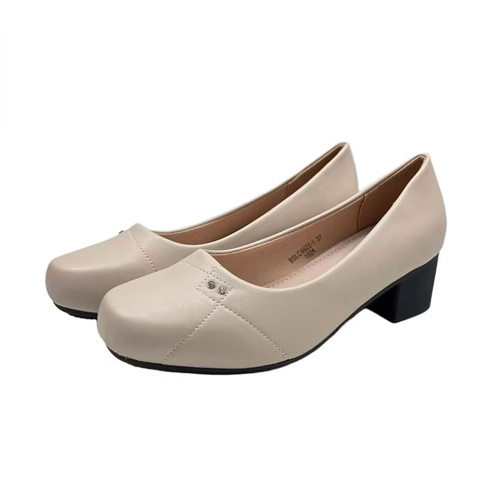 [Outfit Kuliah/Convo/Konvo/Office/Kerja] Square toe heels NUDE, Women's ...