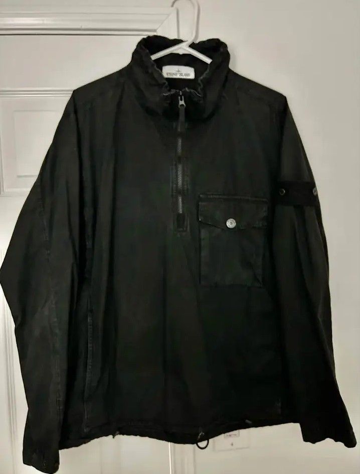 Stone island black smock hotsell