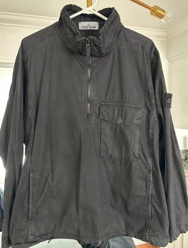 Stone island black smock hotsell