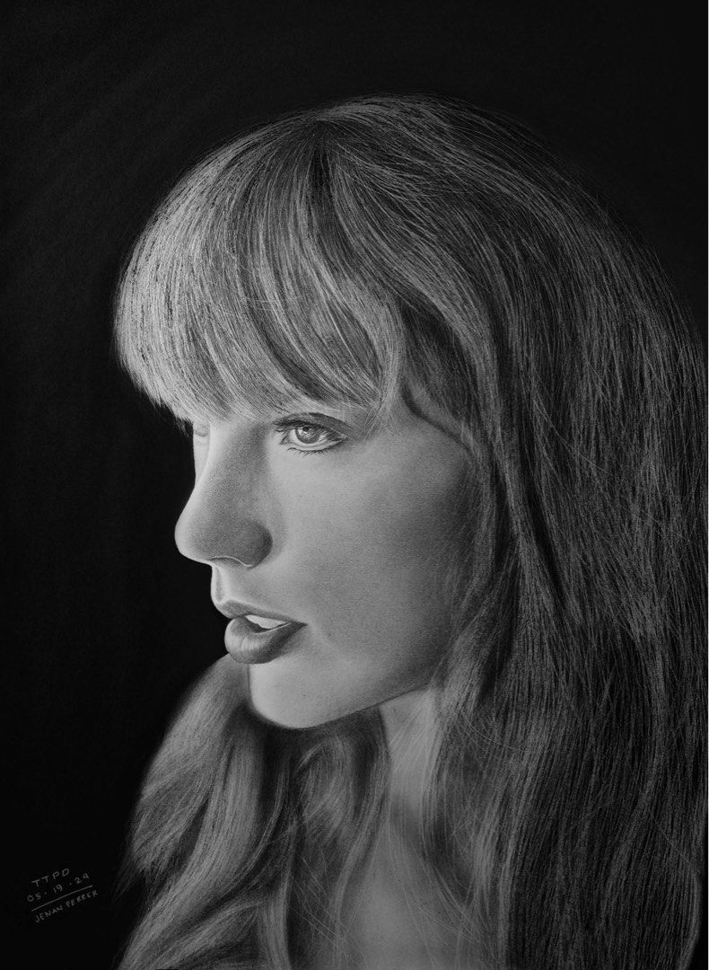 Taylor Swift Charcoal Painting (Category: Art & Prints) located in Bulacan. Submitted by jenanferrer99 (Listing ID 1342503343, Image 1). Description: Taylor Swift Realistic Charcoal Painting 12” by 16” with free Heavy duty Frame ✅.