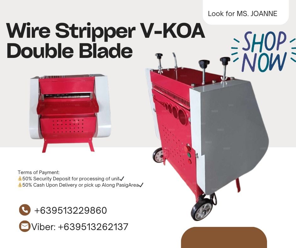 Wire Stripper V-KOA Double Blade (Category: Construction Tools & Equipment) located in Caloocan City. Submitted by annedacey222680 (Listing ID 1342347593, Image 1). Description: Terms of Payment: 💰50% Security Deposit for processing of unit✔️ 💰50% Cash Upon Delivery or pick up Along PasigArea✔️ Shipping fee shoulder to the client ..