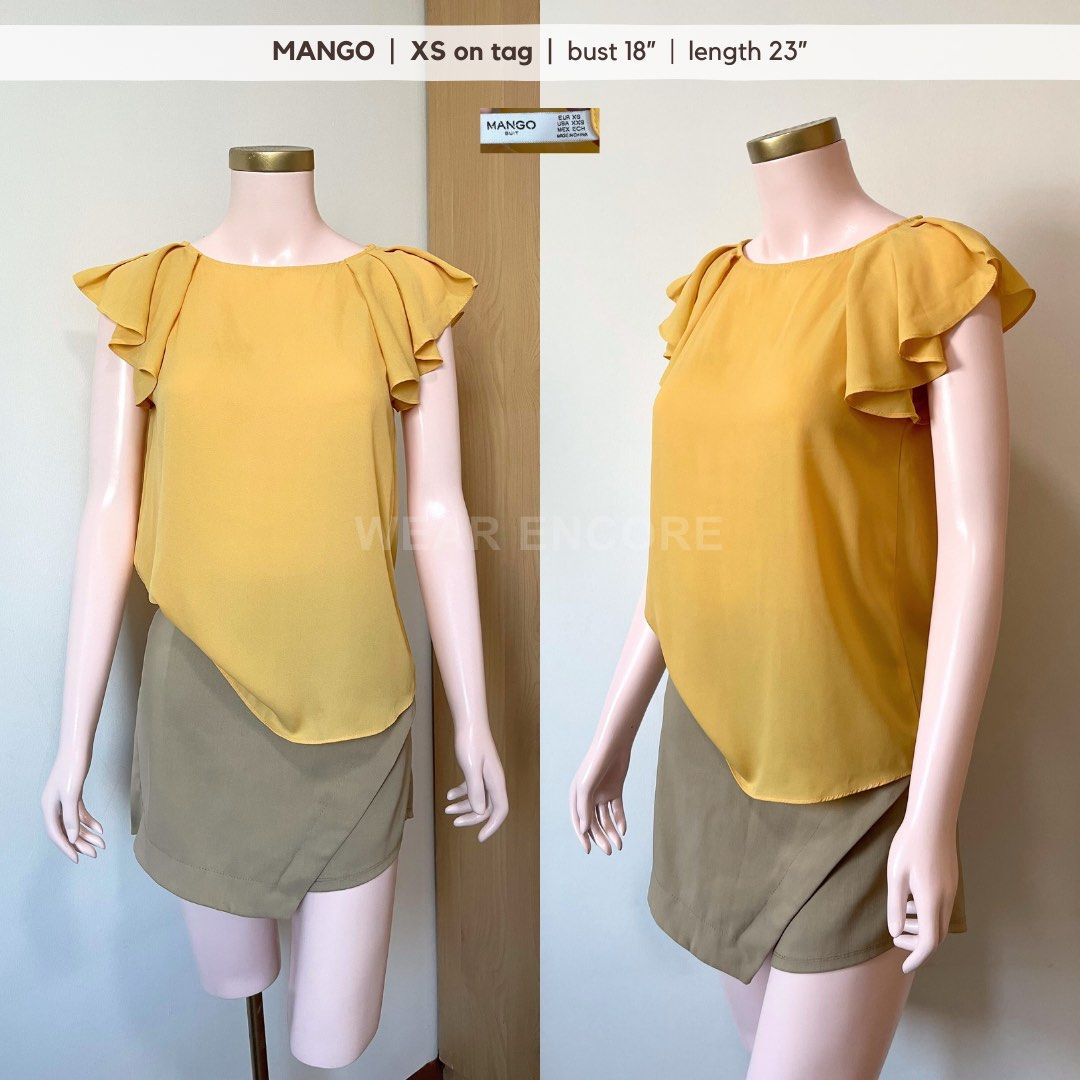 Yellow Mango Flutter Sleeve Blouse (Category: Blouses) located in Quezon City. Submitted by wear_encore (Listing ID 1342337773, Image 1). Description: 🍄 𝐏𝐄𝐑𝐒𝐎𝐍𝐀𝐋 𝐏𝐑𝐄𝐋𝐎𝐕𝐄𝐃 𝐂𝐎𝐋𝐋𝐄𝐂𝐓𝐈𝐎𝐍 🍄 𝗣𝗔𝗬𝗠𝗘𝗡𝗧 𝗢𝗣𝗧𝗜𝗢𝗡𝗦: GCash, BPI/BDO bank transfer 𝗦𝗛𝗜𝗣𝗣𝗜𝗡𝗚 𝗢𝗣𝗧𝗜𝗢𝗡𝗦: Sho-pee checkout, Grab/Lalamove 𝙎𝙃𝙊𝙋 𝙍𝙐𝙇𝙀𝙎 ❌ 𝗡𝗢 𝗖𝗢𝗗 | 𝗡𝗢 𝗙𝗥𝗘𝗘 𝗦𝗙 | 𝗺𝗶𝗻𝗲 𝗻𝗼𝘄 𝗽𝗮𝘆 𝗻𝗼𝘄 ❌ 𝗡𝗢 𝗥𝗘𝗦𝗘𝗥𝗩𝗔𝗧𝗜�