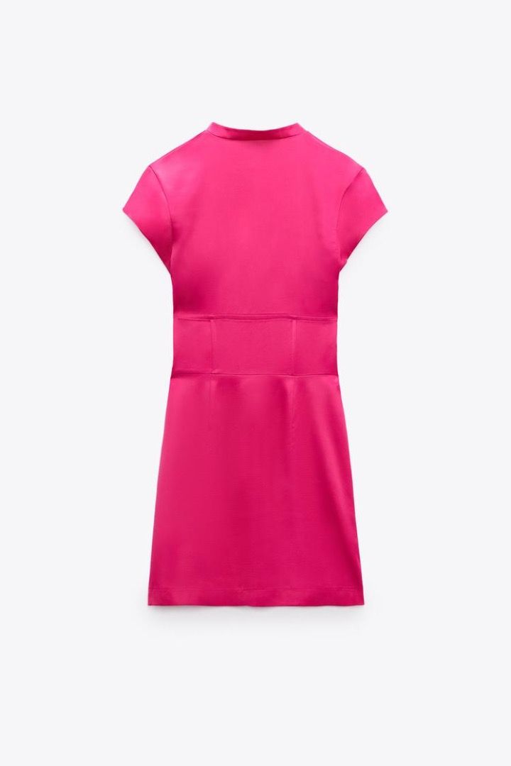 Zara Chinese Collar Satin Hot Pink Mini Dress NWOT, Women's Fashion, Dresses  & Sets, Dresses on Carousell
