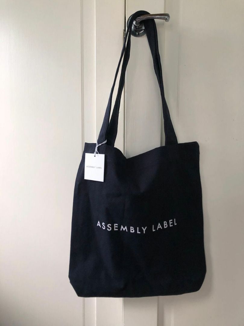 Assembly Label Canvas Tote Bag in Navy Blue