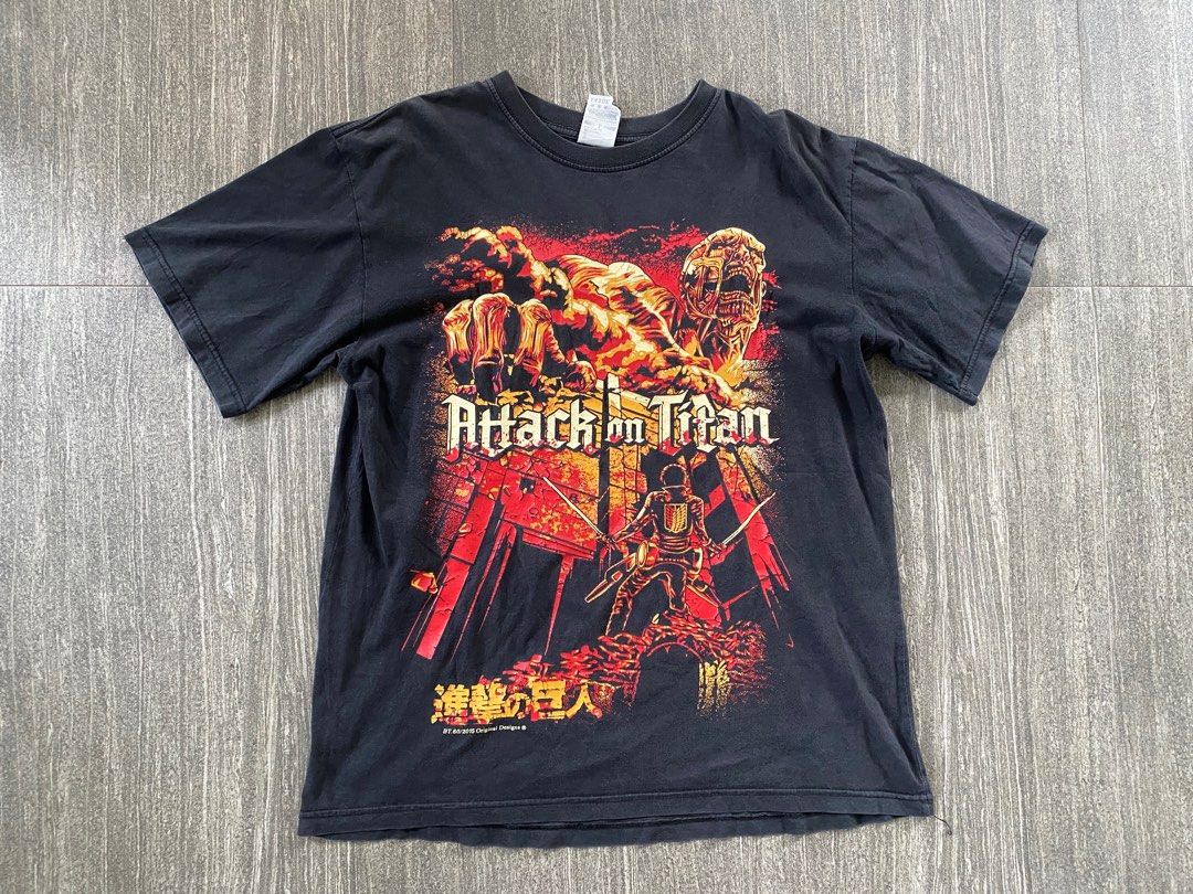 Attack on Titan Shirt (Category: Tshirts & Polo Shirts ) located in Buenavista. Submitted by sams.thrift (Listing ID 1342586950, Image 1). Description: Good condition Issue:minimal hairlines 19.5x26 550 shippes IloIlo/guimaras , Visayas .