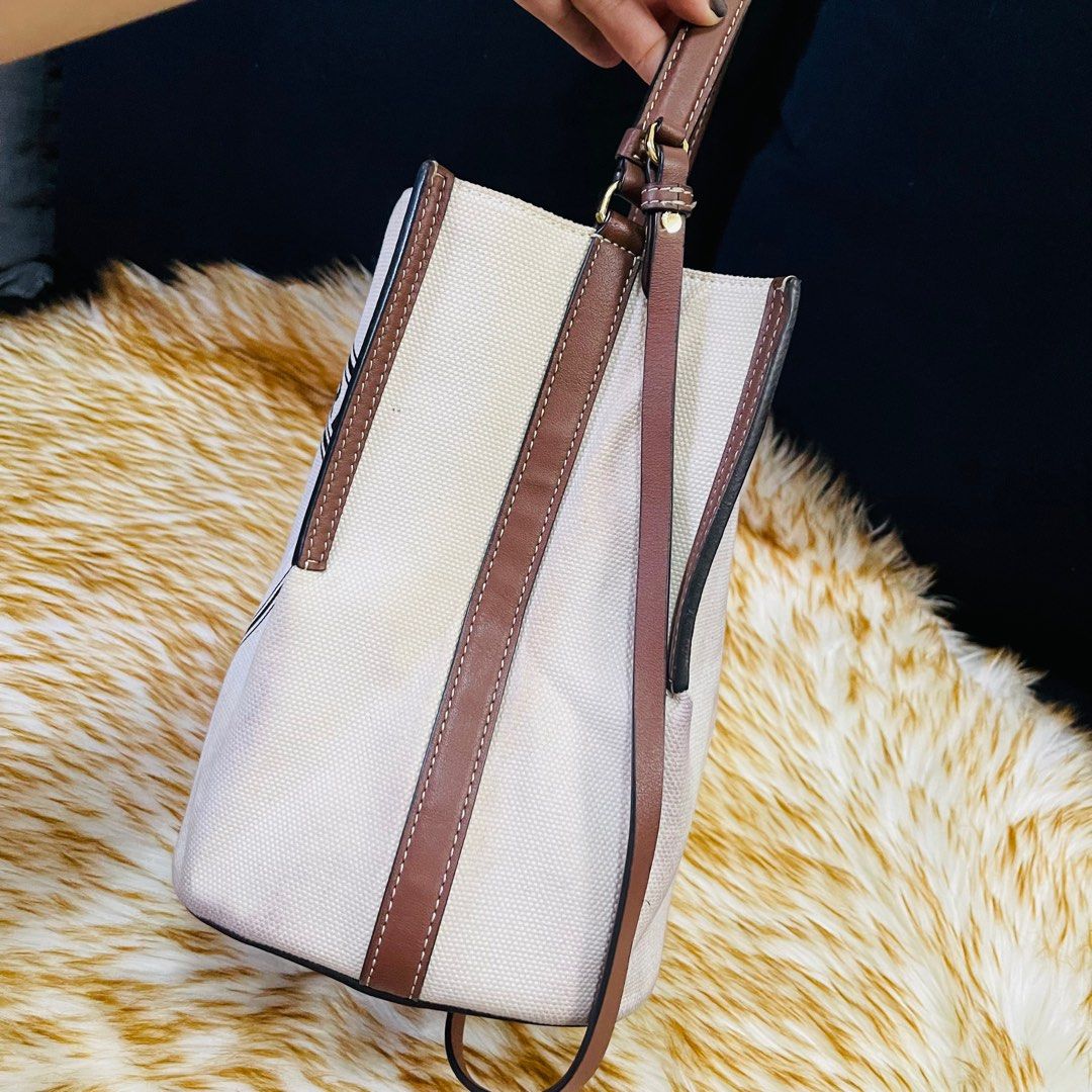Burberry Small Peggy Logo Graphic Cotton Canvas Bucket Bag