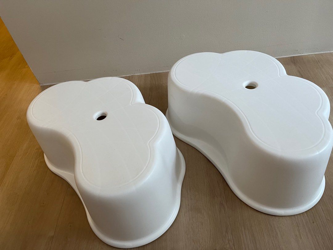 Cloud stool (Category: Other Kids Furniture) located in Singapore. Submitted by 9zoe9 (Listing ID 1342535364, Image 1). Description: Cute cloud stool x2 Good for kids standing to reach sink 15cm tall( can fit under standard vanity) Buy both for $10 Self Collect at Bidadari area ONLY.