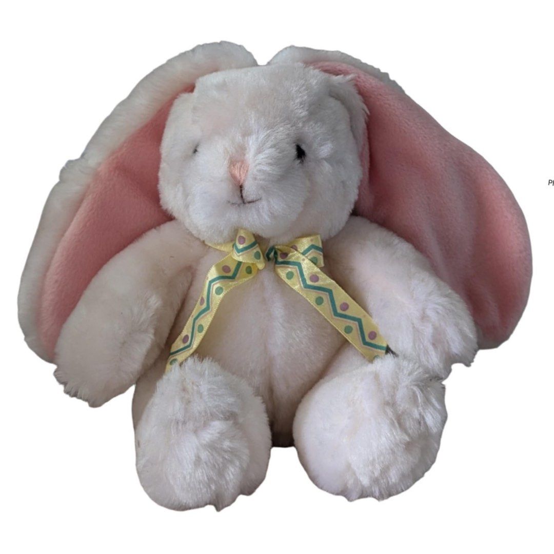Hallmark Cards White Bunny Rabbit Plush Yellow Bow Stuffed Animal Toy 8 Hobbies Toys Toys Games on Carousell