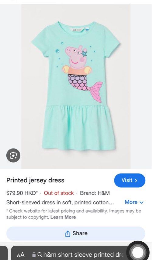 H&M Peppa Pig printed dresses (Category: Babies & Kids Fashion) located in Marikina City. Submitted by libidibi (Listing ID 1316980227, Image 3). Description: P150 each Short Sleeves 2-4Y SOLD Sleeveless (18-24m).