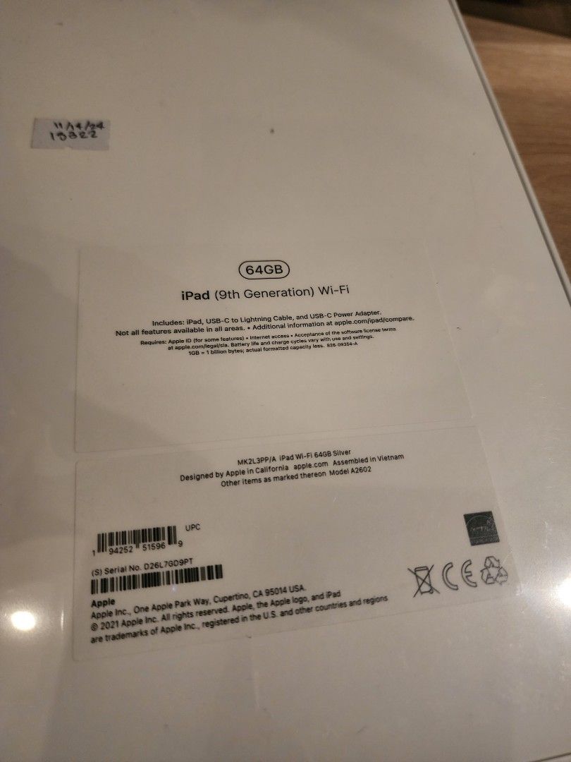iPad (9th Gen) Wi-Fi (Category: iPad) located in Makati City. Submitted by ejsgmd (Listing ID 1342644026, Image 3). Description: iPad (9th Generation) Wi-Fi 64GB Silver Brand New Sealed and Never opened RFS: Extra iPad.