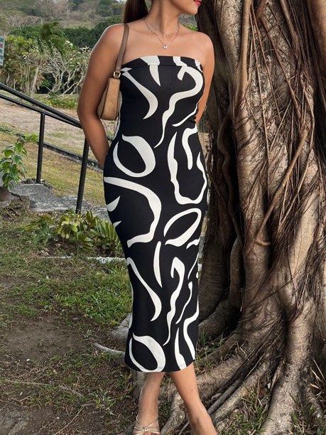 Luna tube maxi bodycon fitted dress print black and white, Women's Fashion, Dresses & Sets, Dresses on Carousell Luna tube maxi bodycon fitted dress print black and white, Women's Fashion, Dresses & Sets, Dresses on Carousell
