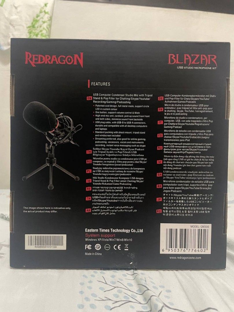 Redragon Blazar GM 300 Condenser Microphone (Category: Microphones) located in Cabuyao City. Submitted by luvlexaa (Listing ID 1342581401, Image 3). Description: - Bought it for 2765 pesos from Redragon official store. - Good as new. - Complete items with box. - No defect or issue. - Only used it for my final project in audio class..
