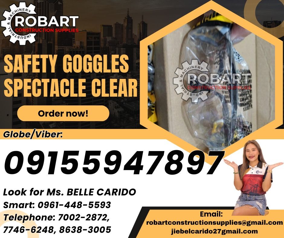Safety goggles spectacle clear (Category: Construction Tools & Equipment) located in Manila. Submitted by bellarobart (Listing ID 1342531516, Image 1). Description: safety goggles spectacle clear 𝓛𝓞𝓞𝓚 𝓕𝓞𝓡 𝓑𝓔𝓛𝓛𝓔 🔵 100% Trusted Supplier 🔵 Competitive Price 🔵 𝑾𝒆 𝒂𝒓𝒆 𝑫𝑻𝑰 𝑹𝒆𝒈𝒊𝒔𝒕𝒆𝒓𝒆𝒅 & 𝑩𝑰𝑹 𝐀𝐂𝐂𝐑𝐄𝐃𝐈𝐓𝐄𝐃 Products: 🎯 Machinery 🎯 Electrical 🎯 PPE ( Personal Protective Equipment ) 🎯 Valves & Fittings 🎯 Metals