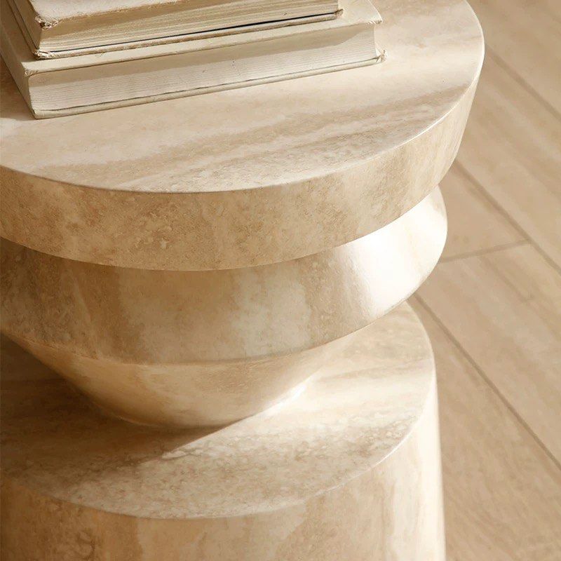 VELTO Modern Travertine Side Table, Furniture & Home Living, Furniture ...