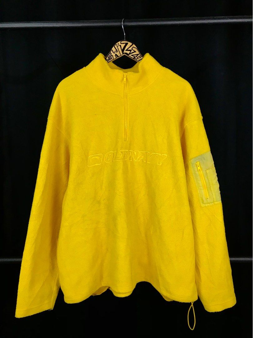 VINTAGE OLD NAVY YELLOW HALF ZIP FLEECE JACKET Men s Fashion Coats Jackets and Outerwear on Carousell