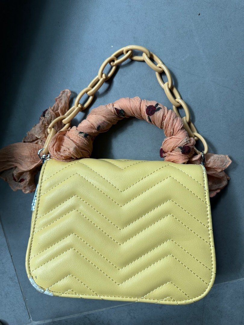 Yellow playboy bunny quilted sling shoulder bag with chain Women s Fashion Bags Wallets Cross body Bags on Carousell