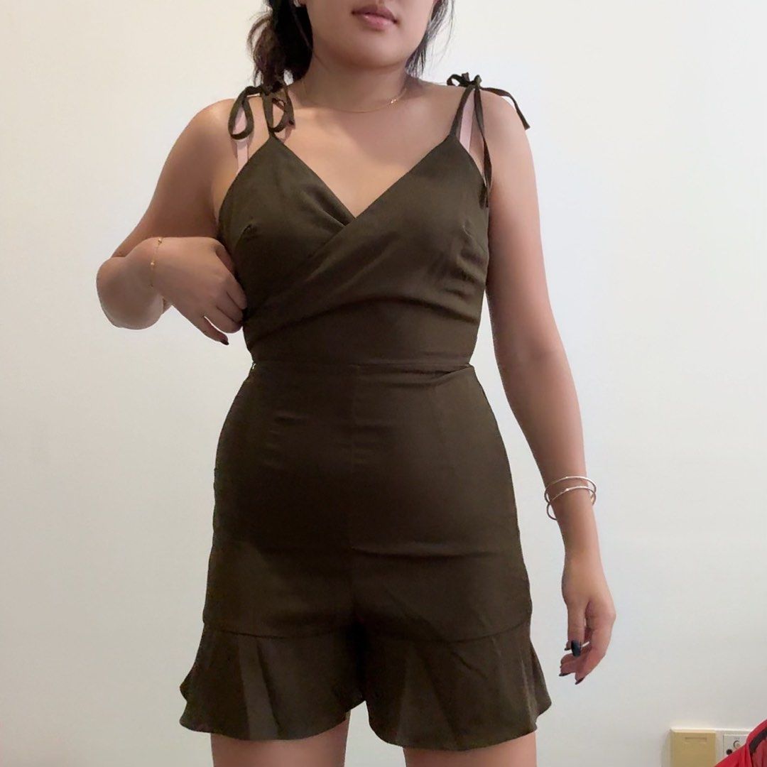 ZALORA BASIC Wrapped Front Playsuit Women s Fashion Dresses Sets Jumpsuits on Carousell