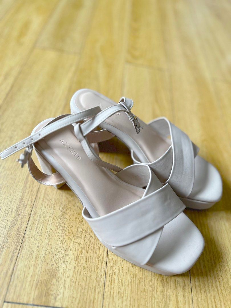 Aztrid Beige Chunky Sandals with Heels (Category: Heels) located in Manila. Submitted by declutter_rebuff (Listing ID 1339519147, Image 2). Description: Heels - 3 inches Can for sizes 7 to 8.