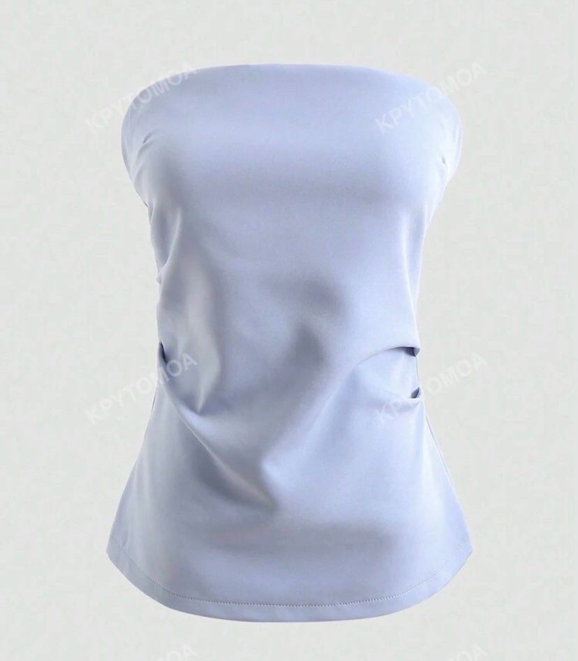Blue ruched tube top (Category: Sleeveless) located in Angeles City. Submitted by nkdraftx (Listing ID 1339460072, Image 1). Description: Used once! Bought this 500 plus! .