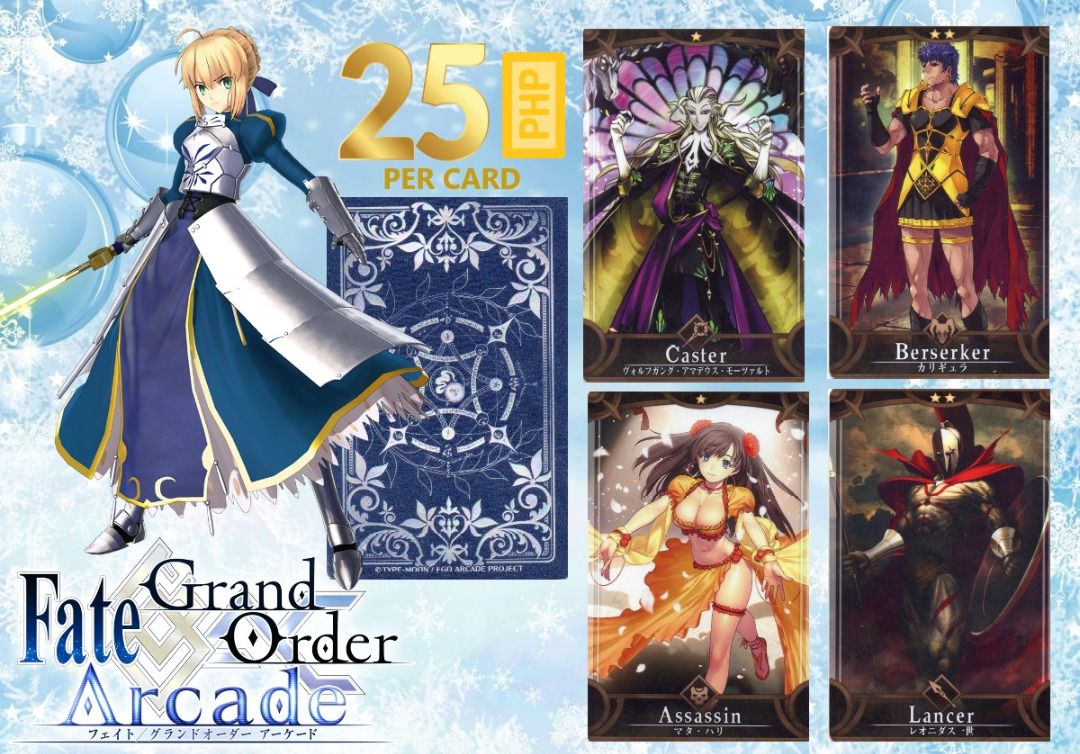 Fate Grand Order Arcade Cards, Wafer Cards and Saber Alter Shikishi ...