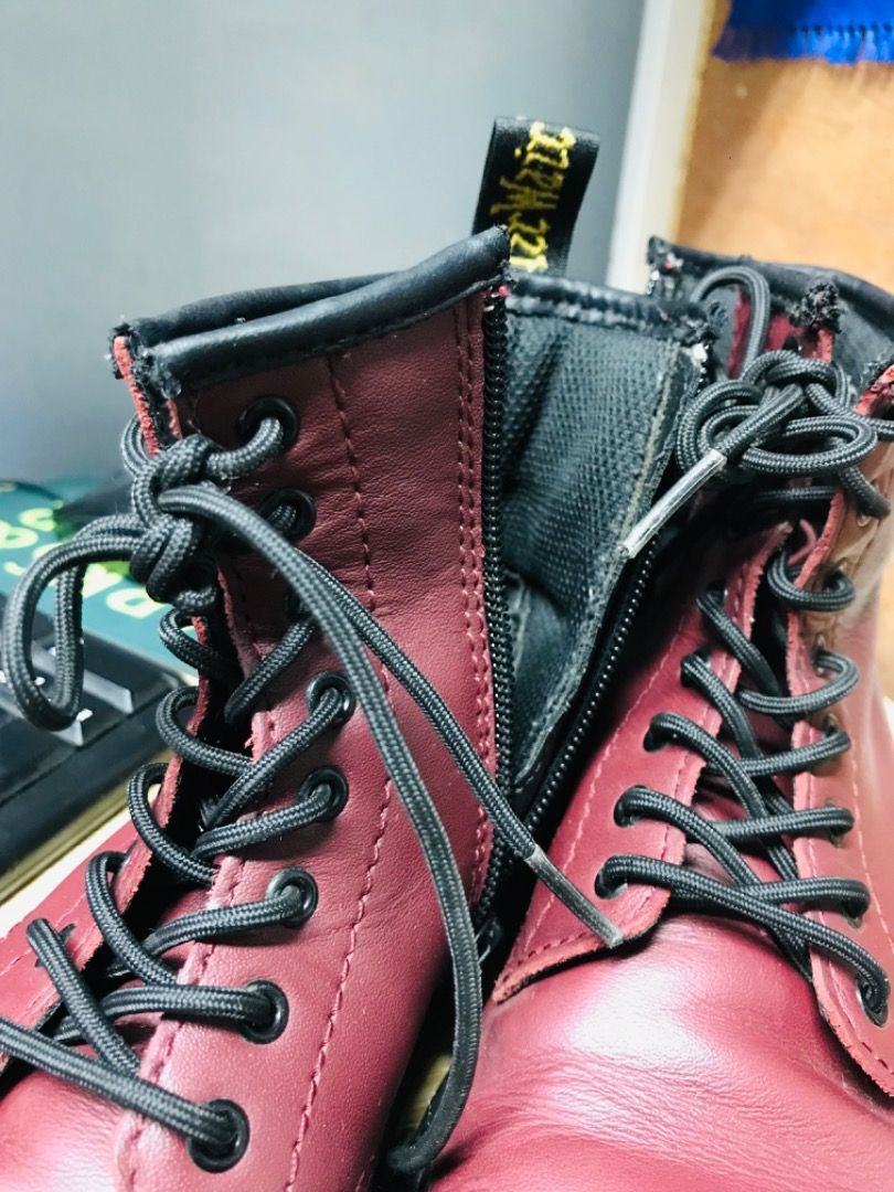 For Kids DMs Delaney Maroon Patent Leather Boots