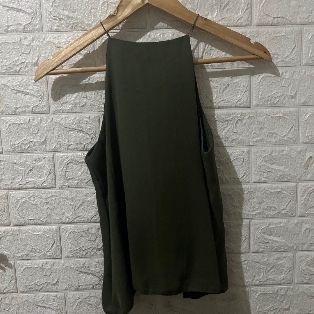 Beat The Heat Summer Olive Green Halter Neck Top