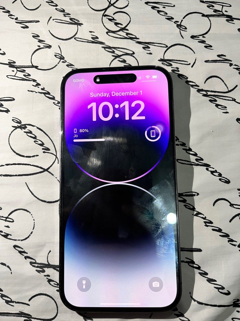 Iphone 14 pro HK variant (Category: iPhone 14 Series) located in Manila. Submitted by benjopogi (Listing ID 1339411684, Image 2). Description: For sale iphone 14 pro hk deep purple Dual sim 97% BH Complete w box and wire 128gb Issue: small gasgas.