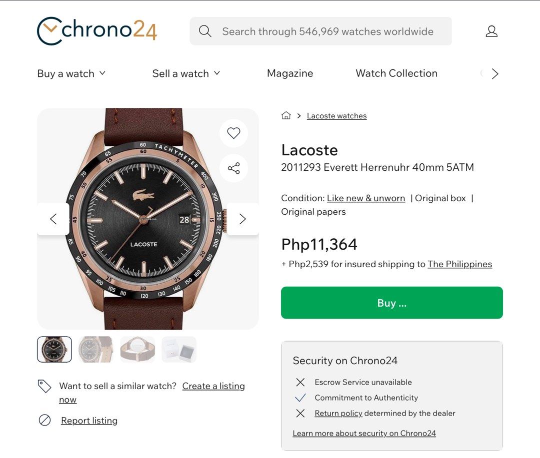 Lacoste Watch Tachymeter (Category: Men's Watches) located in Quezon City. Submitted by captal (Listing ID 1339526119, Image 3). Description: Lacoste Watch Tachymeter Brand New RFS: company incentive, spare watch.