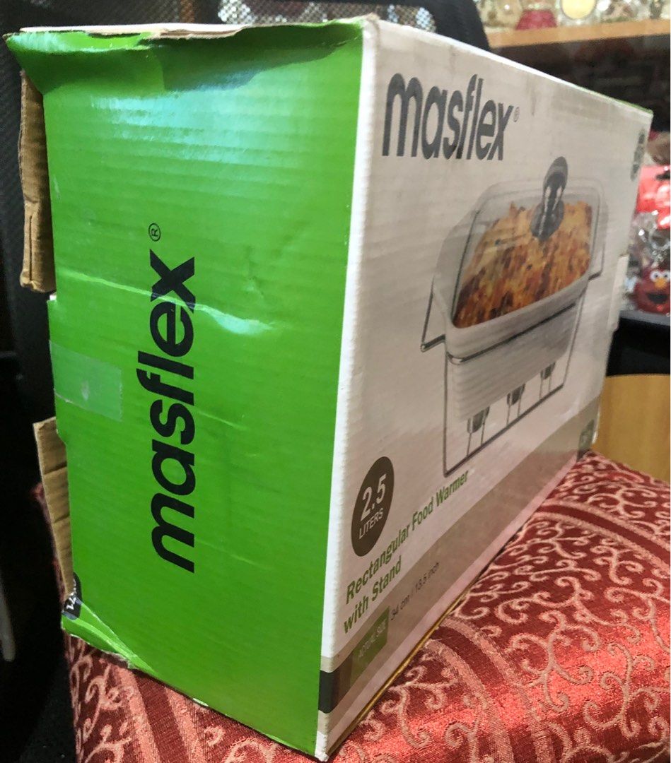Masflex Rectangular Food Warmer w/ Stand (Category: Food Organization & Storage) located in Quezon City. Submitted by polluxfineshop (Listing ID 1339396572, Image 2). Description: Masflex Rectangular Food Warmer with Stand. Brand new and never opened. Box dented due to storage..