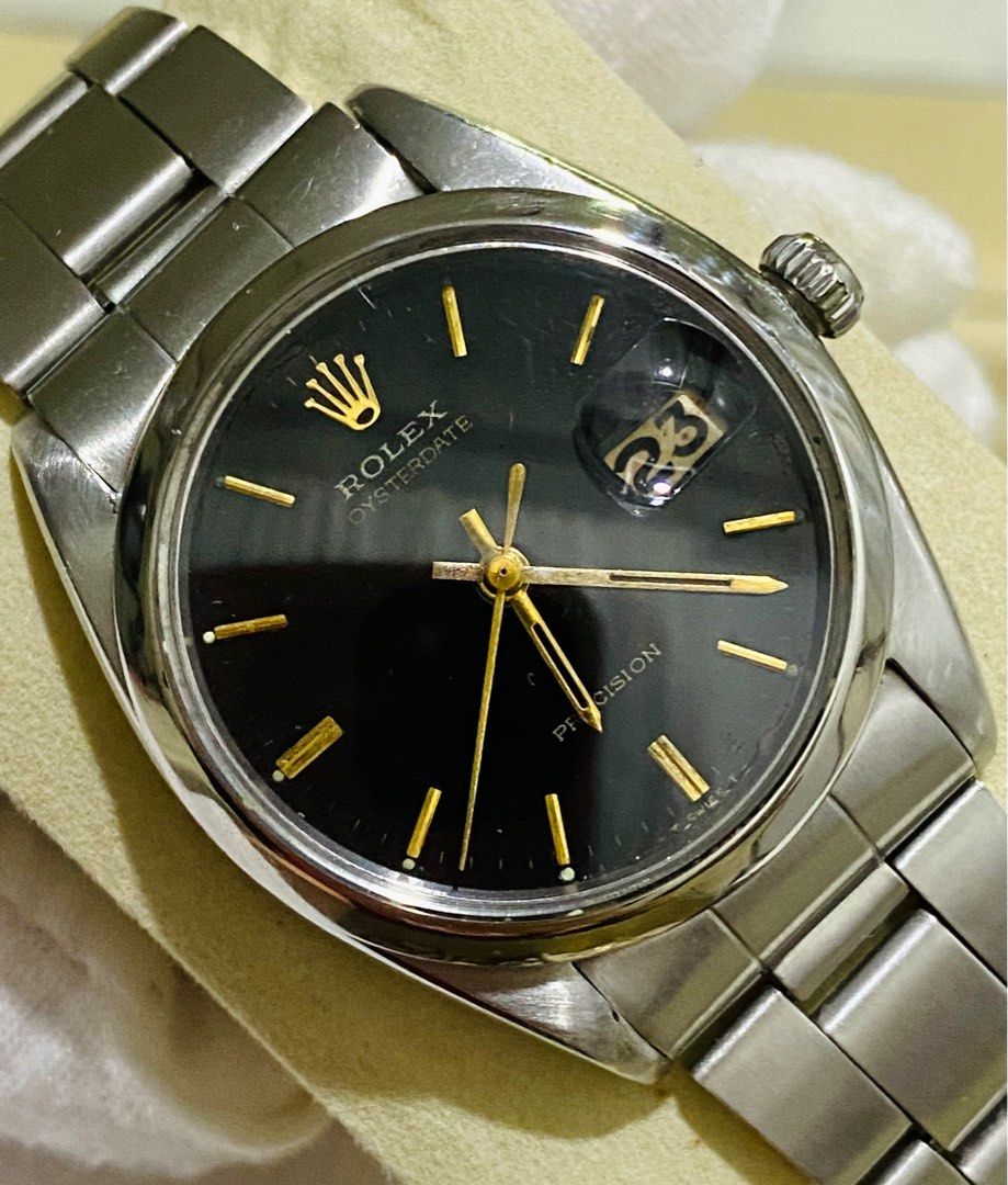 Rolex OysterDate Precision (Category: Luxury Watches) located in Baliuag. Submitted by clicksmileph (Listing ID 1339424839, Image 2). Description: Rolex Precision 34mm 135k Php 34mm Case size Black Dial & Gold Indices 3'0 Calendar Aperture 8.5/10 - All Working Stainless Steel Strap Guaranteed authentic Set with: Watch & Original Box DM for more info..