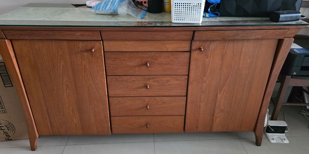 Tall TV console, solid wood