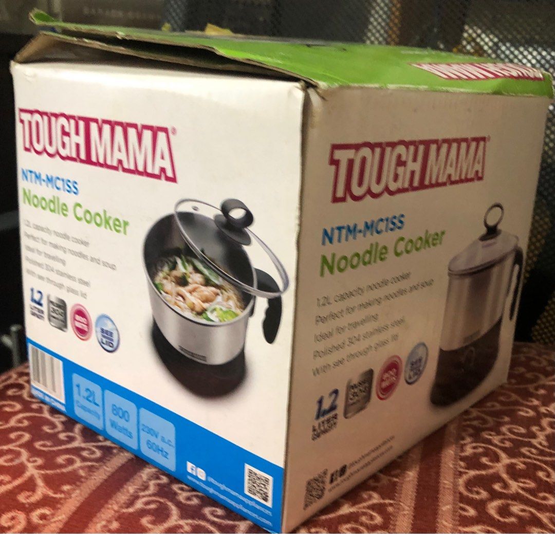 Tough Mama Noodle Cooker (Category: Cookers) located in Quezon City. Submitted by polluxfineshop (Listing ID 1339403284, Image 3). Description: Tough Mama Noodle Cooker 1.2 liter capacity Polished stainless steel with see through glass lid Brand new, never opened. Box dented only due to storage.