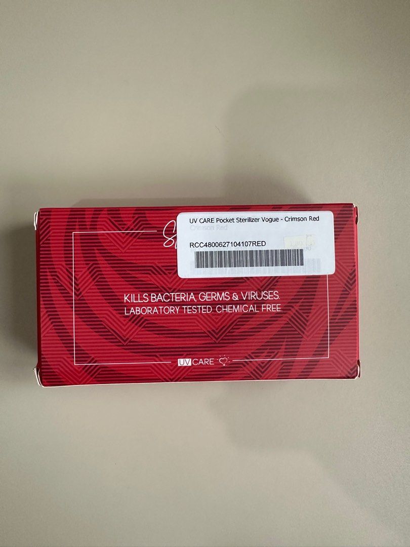 UV Care Pocket Sterilizer - Crimson Red (Category: Other Gadgets) located in Mandaluyong City. Submitted by lestieco (Listing ID 1339411710, Image 3). Description: Bought in Power Mac Center Original SRP is 1,800 Never used, unsealed RFS: Not using The unit is not rechargeable. This can be used with 4x AAA batteries or plugged directly to a power socket using the USB that comes with a unit. The UV Care Pocket Sterilizer sterilizes per object/spot