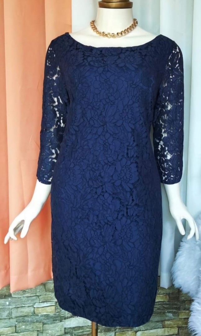Vince camuto navy blue lace dress on sale