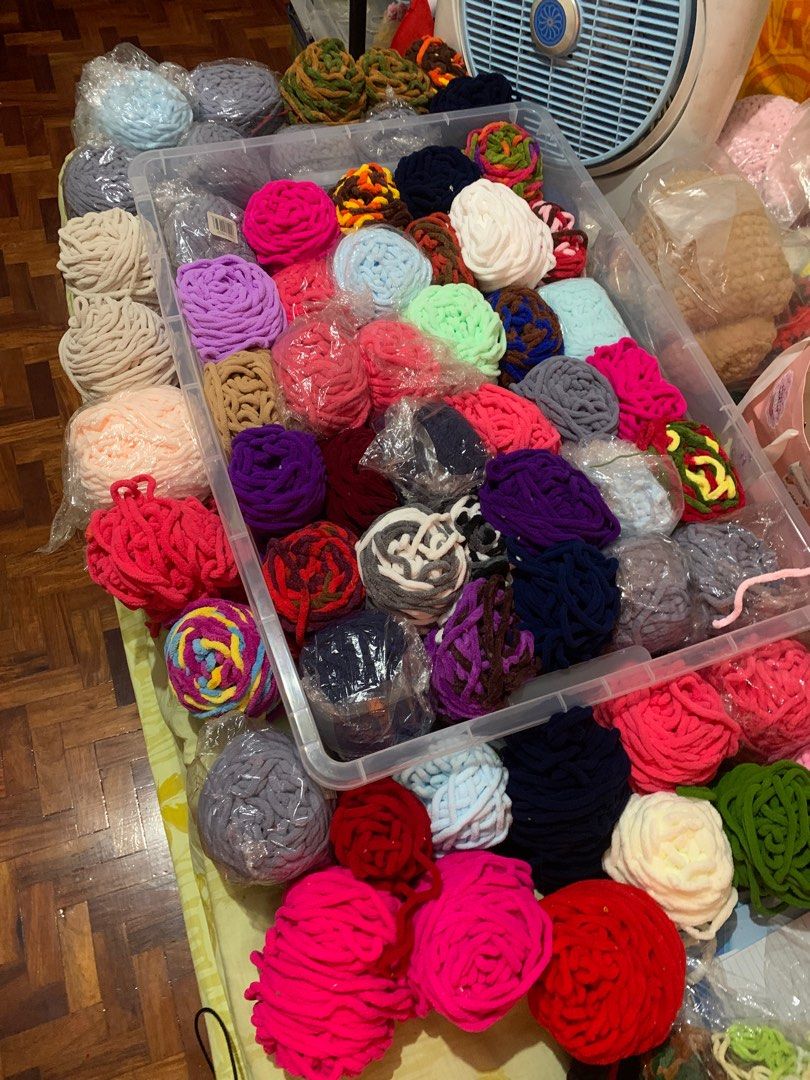 60pcs Set Chunky Chenile Yarn (Category: Handmade Craft) located in Quezon City. Submitted by eskyanolvia (Listing ID 1342843743, Image 1). Description: Moving out sale na po will give extra freebies if may natira.