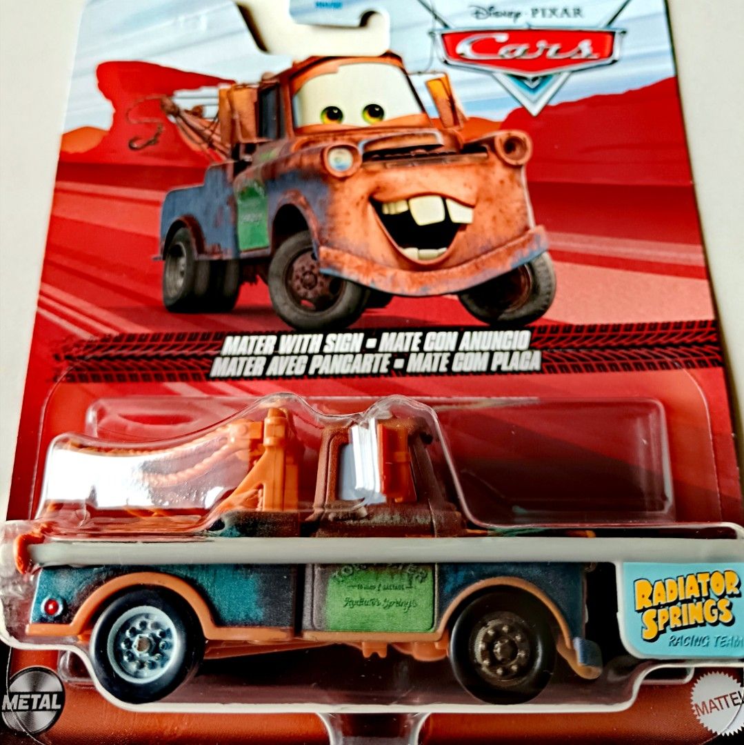 DISNEY PIXAR CARS Mater With Radiator Springs Racing Team Sign Diecast ...