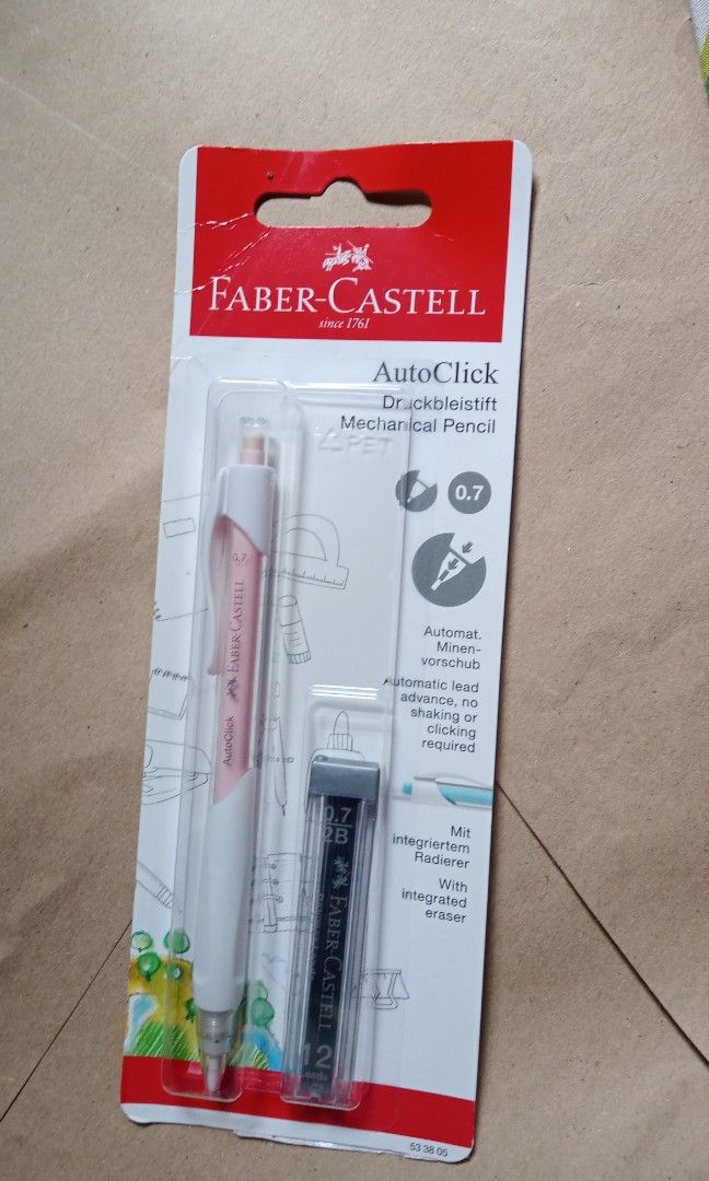 Faber Castell Mechanical Pencil (Category: Stationery & School Supplies) located in Quezon City. Submitted by zariaisla (Listing ID 1342700690, Image 1). Description: Mechanical Pencil brand new.