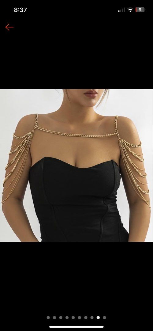 Gold metal shoulder/body chain (Category: Other Accessories) located in Manila. Submitted by neehnah (Listing ID 1342803718, Image 1). Description: Gold metal shoulder/body chain Brand new bought from orange app Wasn’t able to use it since it got delivered after the event Can provide pictures of the actual item if requested.