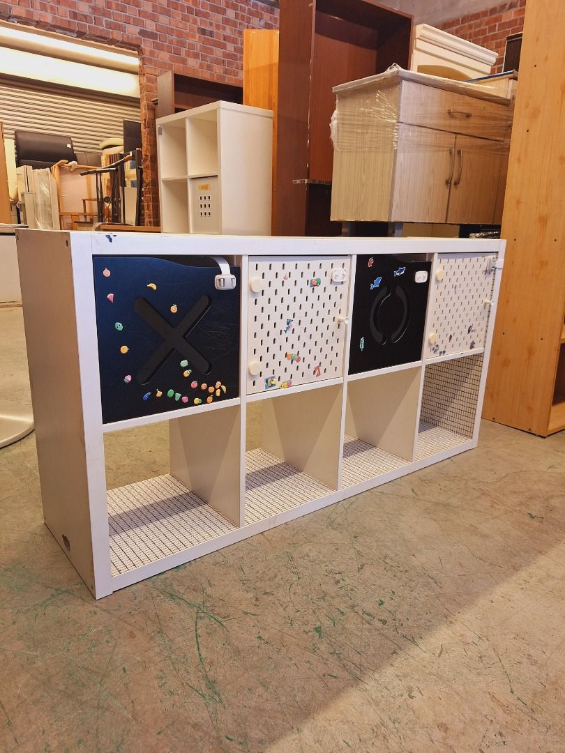 IKEA KALLAX Shelving unit with 4 pegboard inserts, white, 77x147 cm ...
