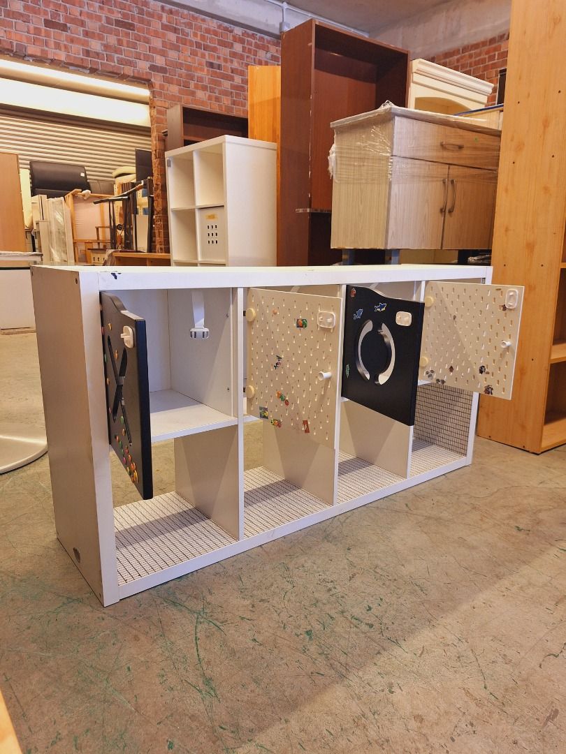 IKEA KALLAX Shelving unit with 4 pegboard inserts, white, 77x147 cm ...