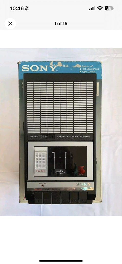 Sony cassette recorder TCM-858 (Category: Portable Music Players) located in Malolos. Submitted by midnightsky_ (Listing ID 1342700544, Image 1). Description: Sony cassette recorder TCM-858 with box and manual -In good condition -tested ok working ff, rev, tape player, and recorder Pm us for more information.