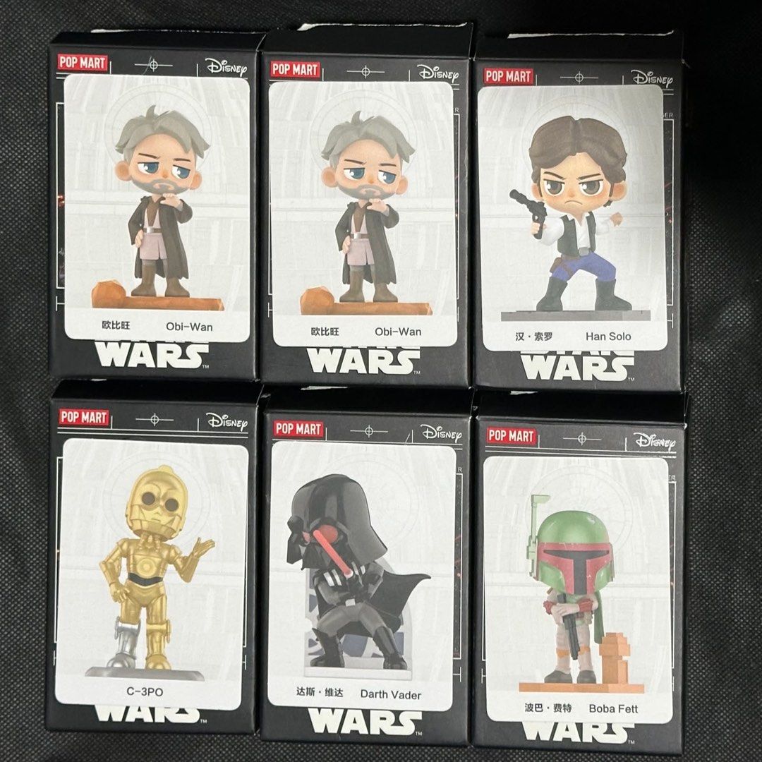 Star Wars Pop Mart (Category: Designer & Blind Box Toys) located in Quezon City. Submitted by forrestgump666 (Listing ID 1342730475, Image 1). Description: WTS/LFB Can be traded to Space Molly/Sonny angel hipper STAR WARS BLIND BOX *Obi- Wan (1) - ₱600 *Han Solo - SOLD *C-3PO - SOLD *Boba Fett - SOLD *Darth Vader - SOLD OPENED BOX | SEALED FOIL 📍PAMPANGA 🐌 J&T | Meet up around Pampanga only.