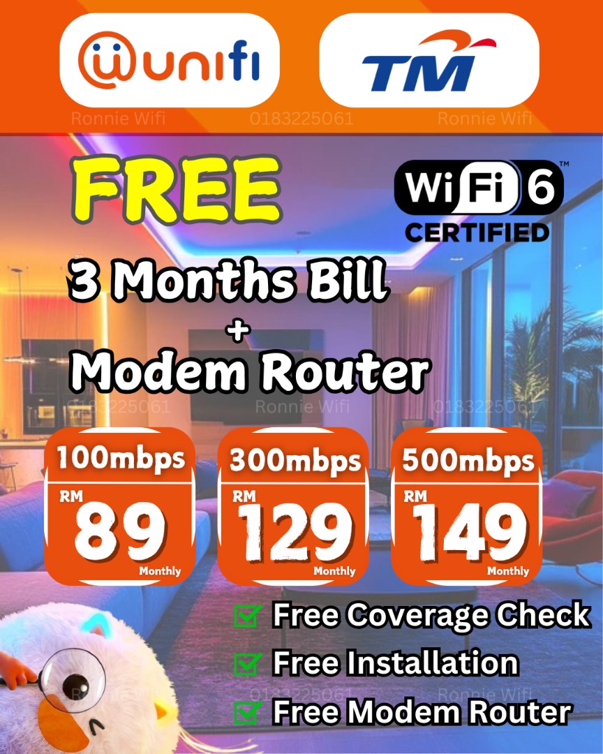 UNIFI WIFI HOME FIBER + FREE MODEM ROUTER (FREE 3 MONTHS), Computers ...