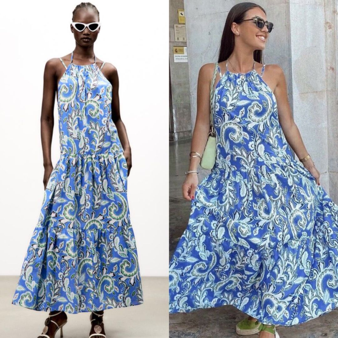 zara blue paisley dress Fiona Dress in Paisley Print #7978AB FINAL SALE  UNAYA