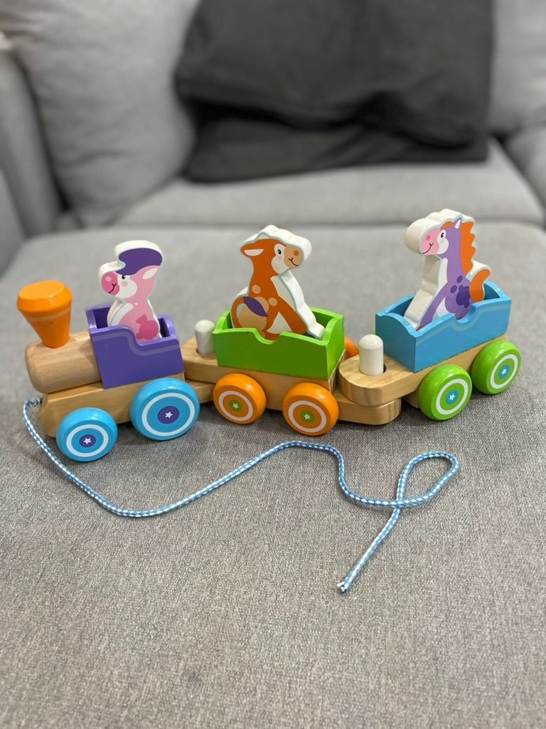 Melissa and doug rocking farm animals pull train online